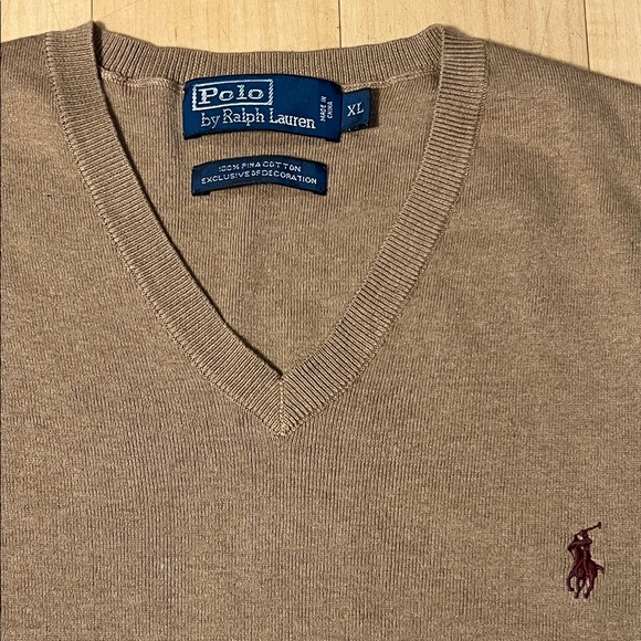 Polo Ralph Lauren Men's Brown V-Neck Sweater XL - Picture 10 of 11
